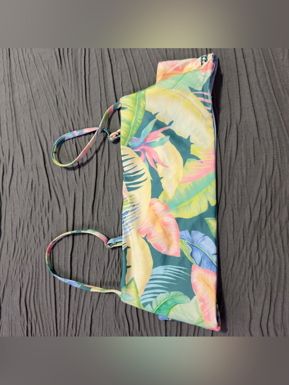 Billabong Reversible Tropical Floral Bandeau Bikini Top in Multicolor